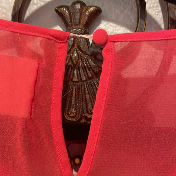 Urban Outfitters Pins & Needles coral sheer flowy 3/4 in sleeves size Small - Picture 8 of 9